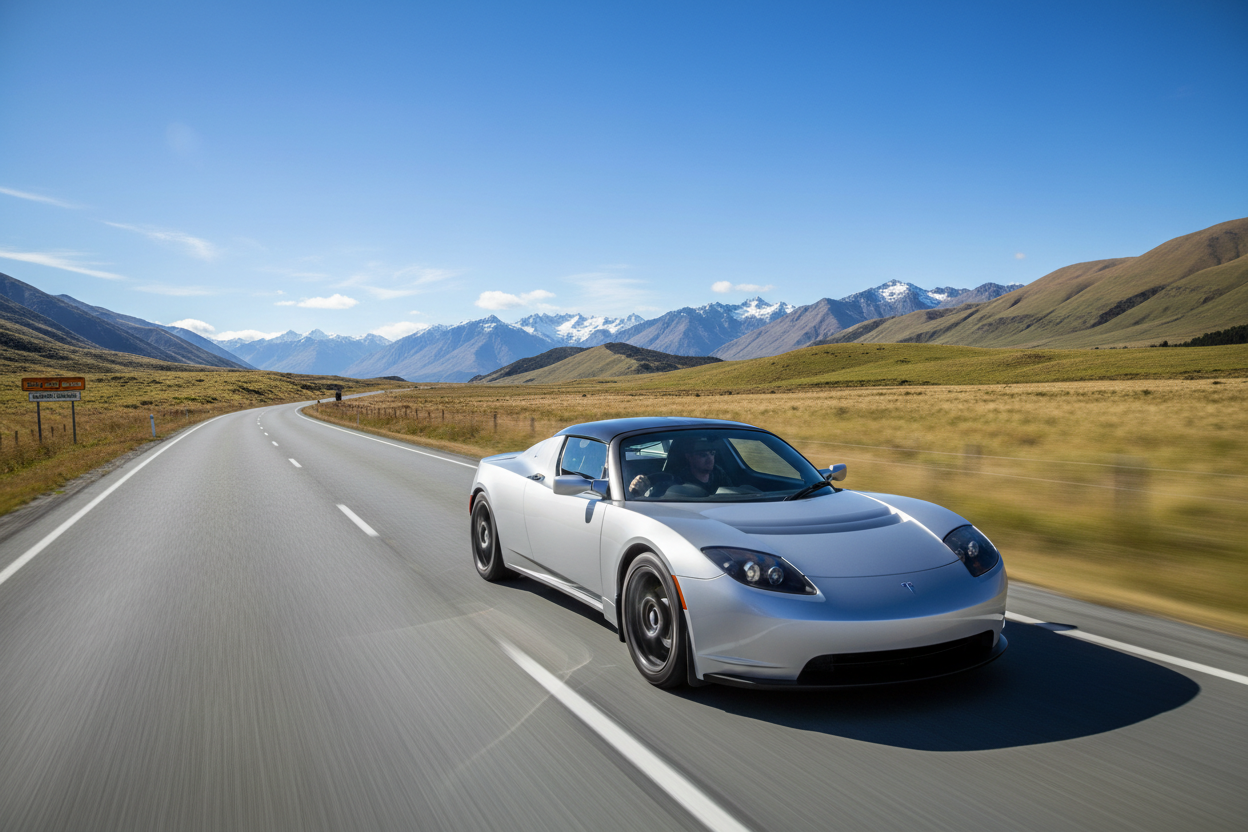 Car driving on New Zealand highway